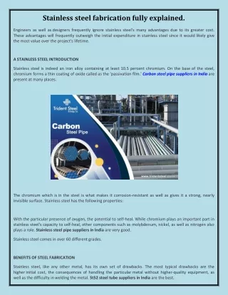 Stainless steel fabrication fully explained.