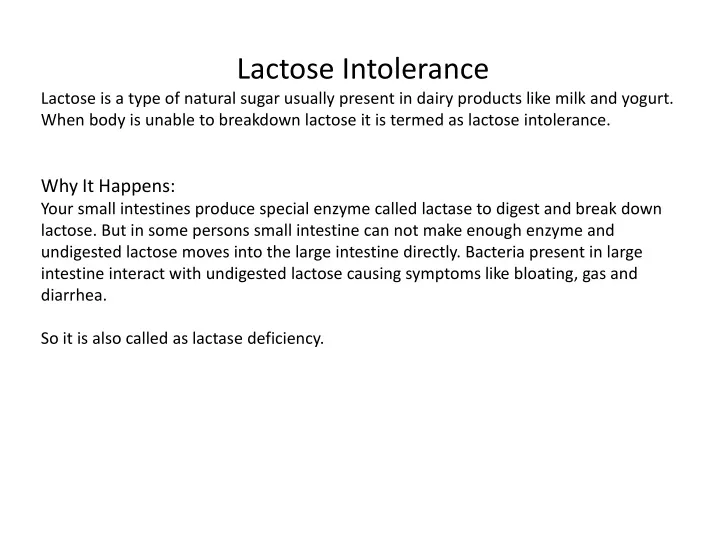 lactose intolerance lactose is a type of natural