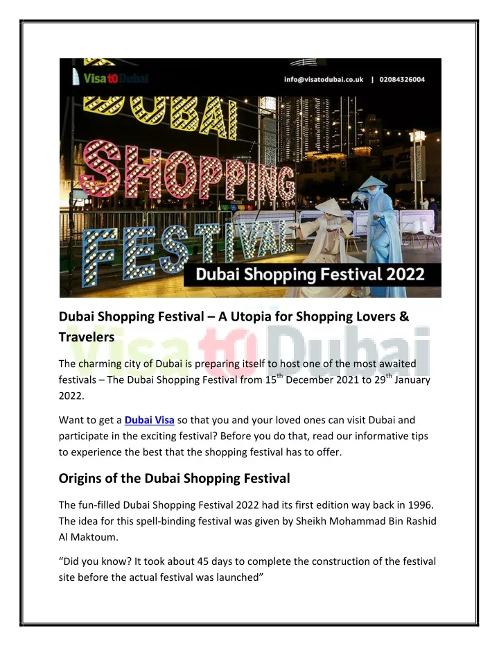 dubai shopping festival a utopia for shopping
