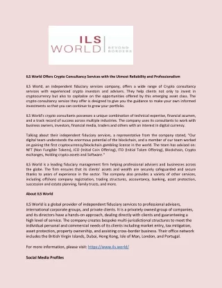 ils world offers crypto consultancy services with