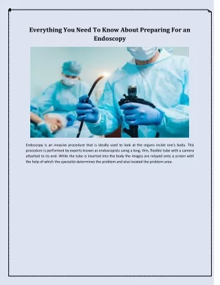Everything You Need To Know About Preparing For an Endoscopy