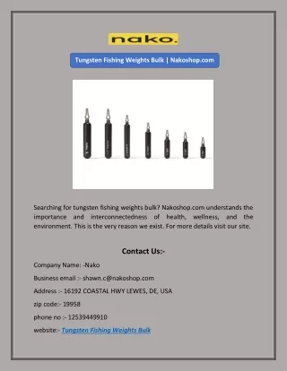 Tungsten Fishing Weights Bulk | Nakoshop.com