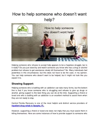 How to help someone who doesn’t want help?