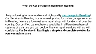 What the Car Services in Reading in Reading