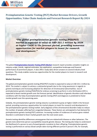 preimplantation genetic testing pgt market
