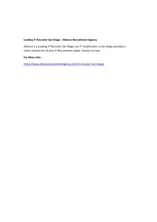 leading it recruiter san diego alliance