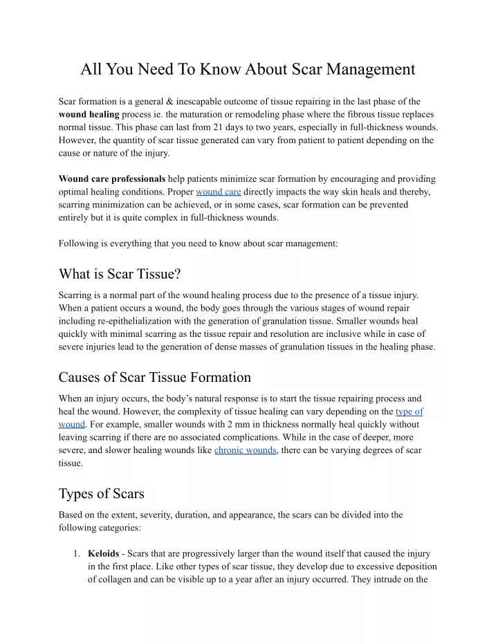 all you need to know about scar management