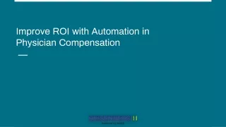 Improve ROI with Automation in Physician Compensation