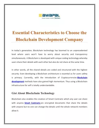 essential characteristics to choose