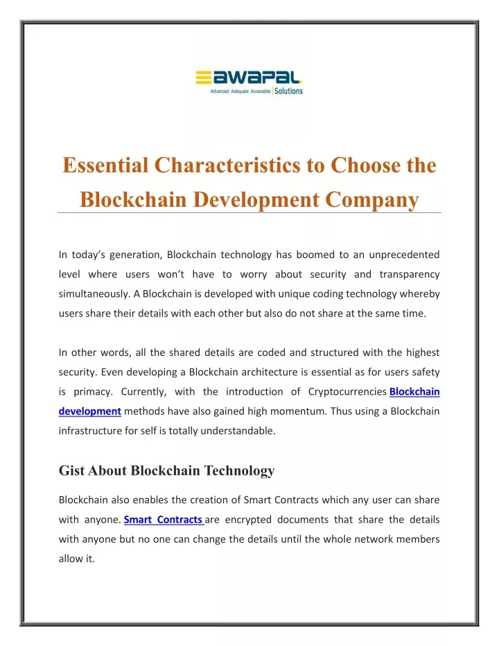 essential characteristics to choose