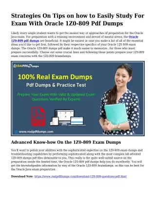 Sustainable 1Z0-809 Dumps Pdf For Awesome Final result