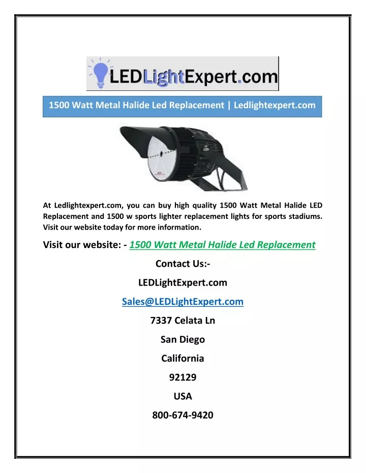 1500 watt metal halide led replacement