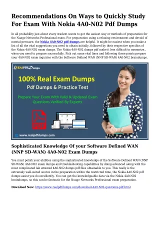 Practical Your Planning As a result of 4A0-N02 Pdf Dumps