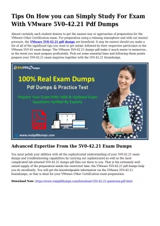 Useful Preparation Because of the Assistance Of 5V0-42.21 Dumps Pdf