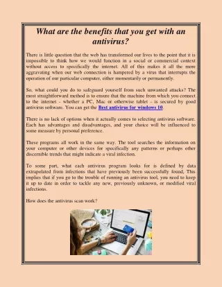 What are the benefits that you get with an antivirus