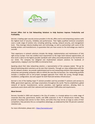 servnet offers end to end networking solutions
