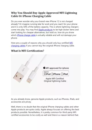 Why You Should Buy Apple Approved MFI Lightning Cable Or iPhone Charging Cable-converted