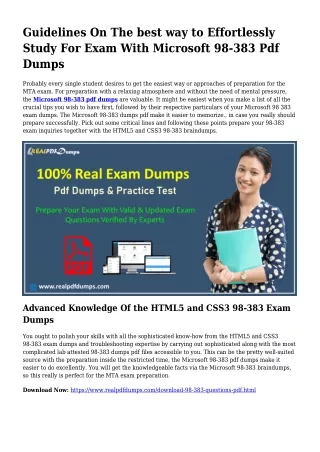 Viable Your Planning By means of 98-383 Pdf Dumps
