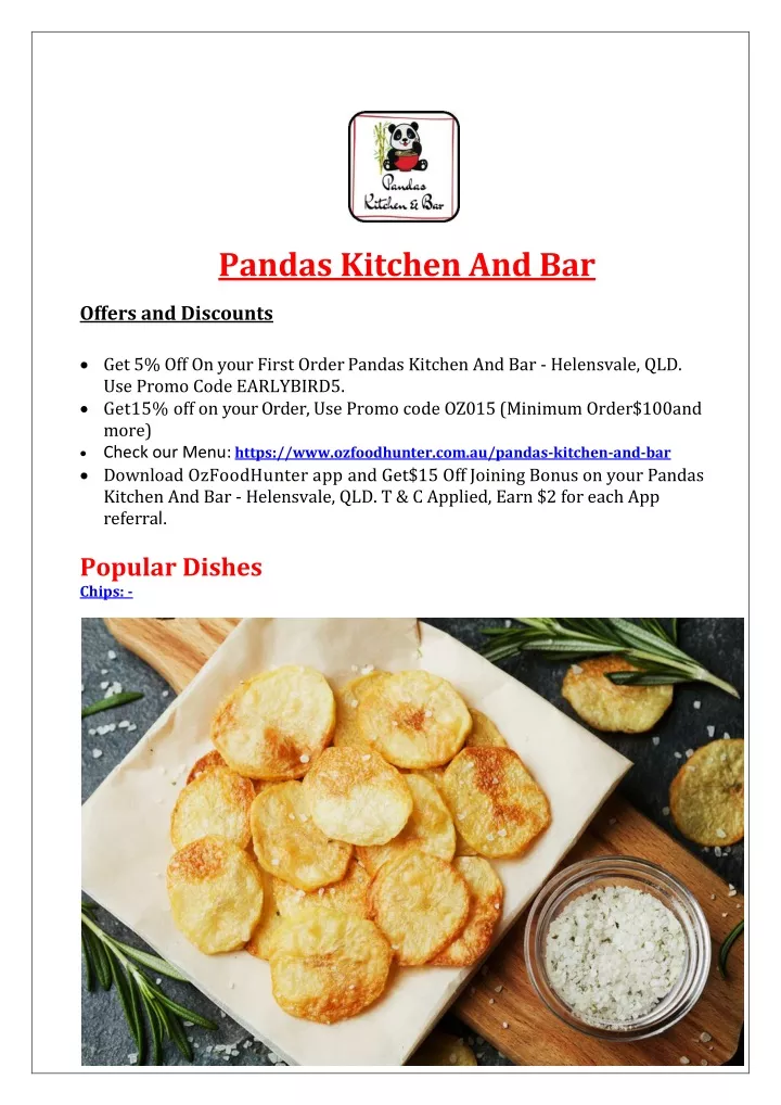 pandas kitchen and bar offers and discounts