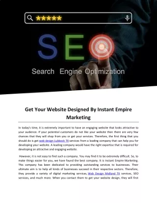Get Your Website Designed By Instant Empire Marketing