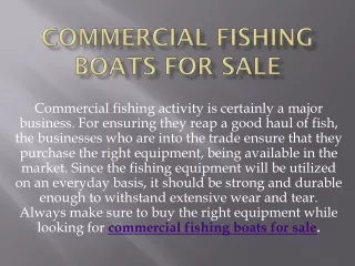 Commercial Fishing Boats for Sale