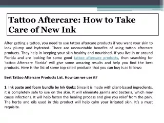 Tattoo Aftercare How to Take Care of New Ink