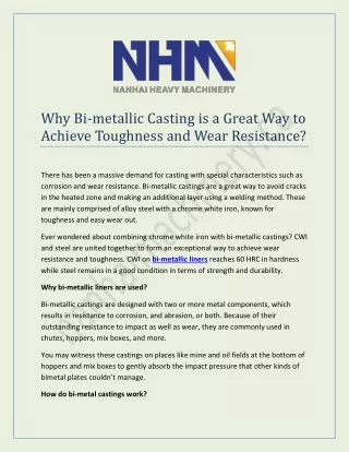 Bi-metallic Casting | Nanhai Machinery