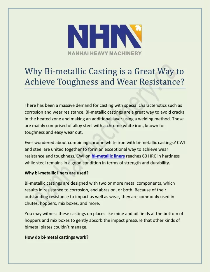 why bi metallic casting is a great way to achieve