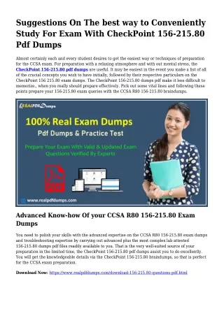 Important Planning From the Help Of 156-215.80 Dumps Pdf