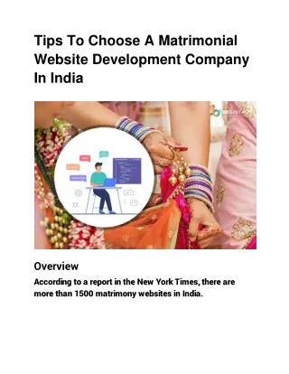 tips to choose a matrimonial website development company in india