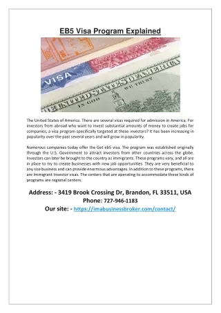 EB5 Visa Program Explained