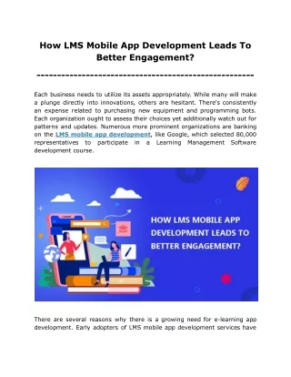 How LMS Mobile App Development Leads To Better Engagement?