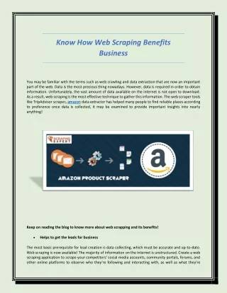 Know How Web Scraping Benefits Business