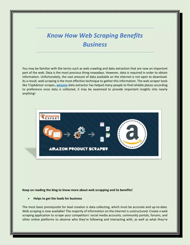 know how web scraping benefits business