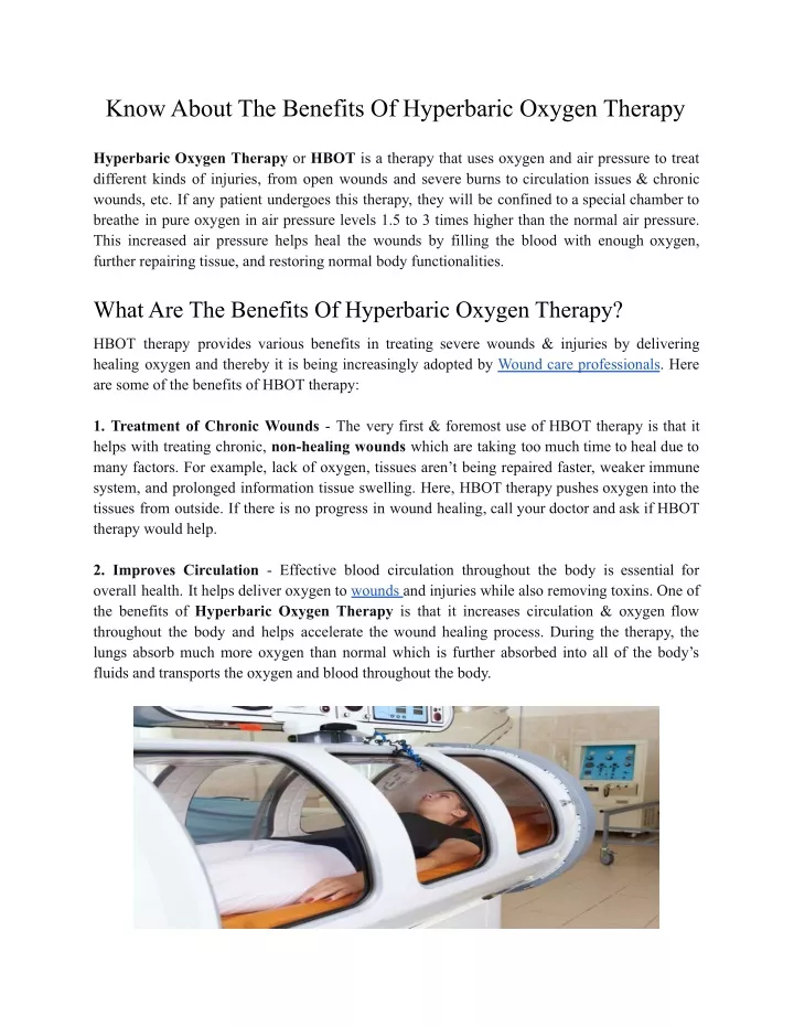 know about the benefits of hyperbaric oxygen