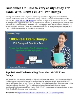 1Y0-371 PDF Dumps To Resolve Preparation Issues