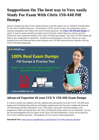 Feasible Your Preparing By means of 1Y0-440 Pdf Dumps