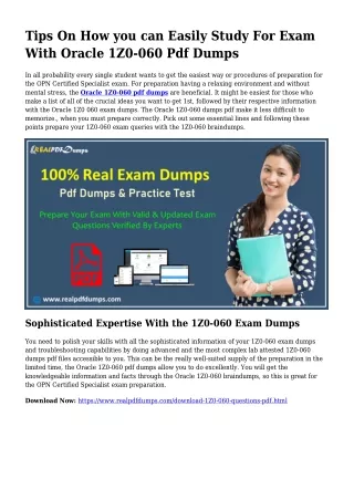 1Z0-060 PDF Dumps To Take care of Preparation Issues