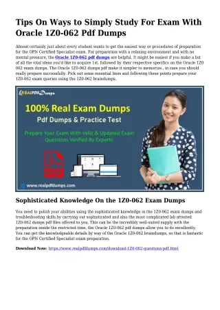Sustainable 1Z0-062 Dumps Pdf For Remarkable Final result