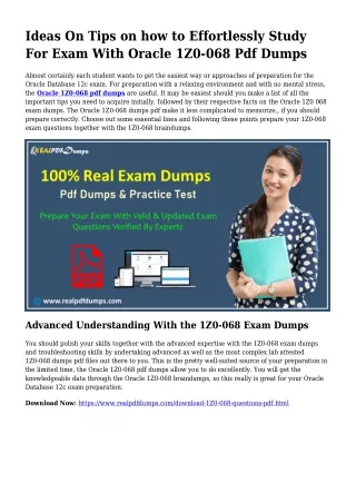 1Z0-068 Pdf Dumps The Sensible Preparation Supply