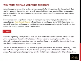 Why Party Rentals Weston Is The Best?