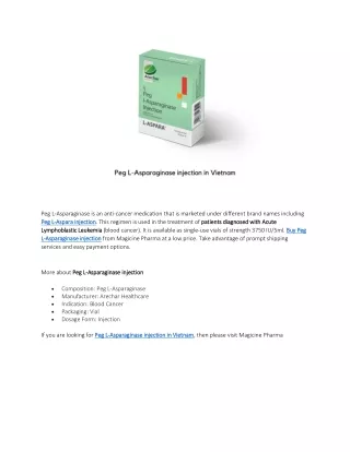 peg l asparaginase is an anti cancer medication