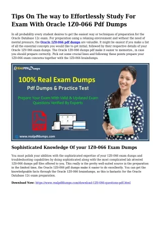 Polish Your Expertise Along with the Aid Of 1Z0-066 Pdf Dumps