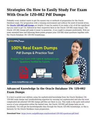 Feasible Your Preparing As a result of 1Z0-082 Pdf Dumps