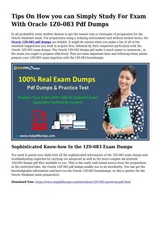 Polish Your Competencies Together with the Assistance Of 1Z0-083 Pdf Dumps