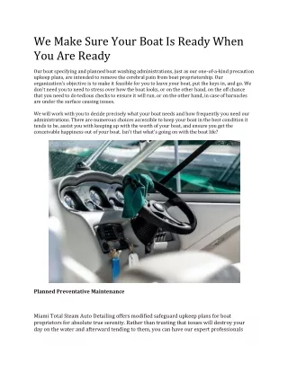 we make sure your boat is ready when you are ready