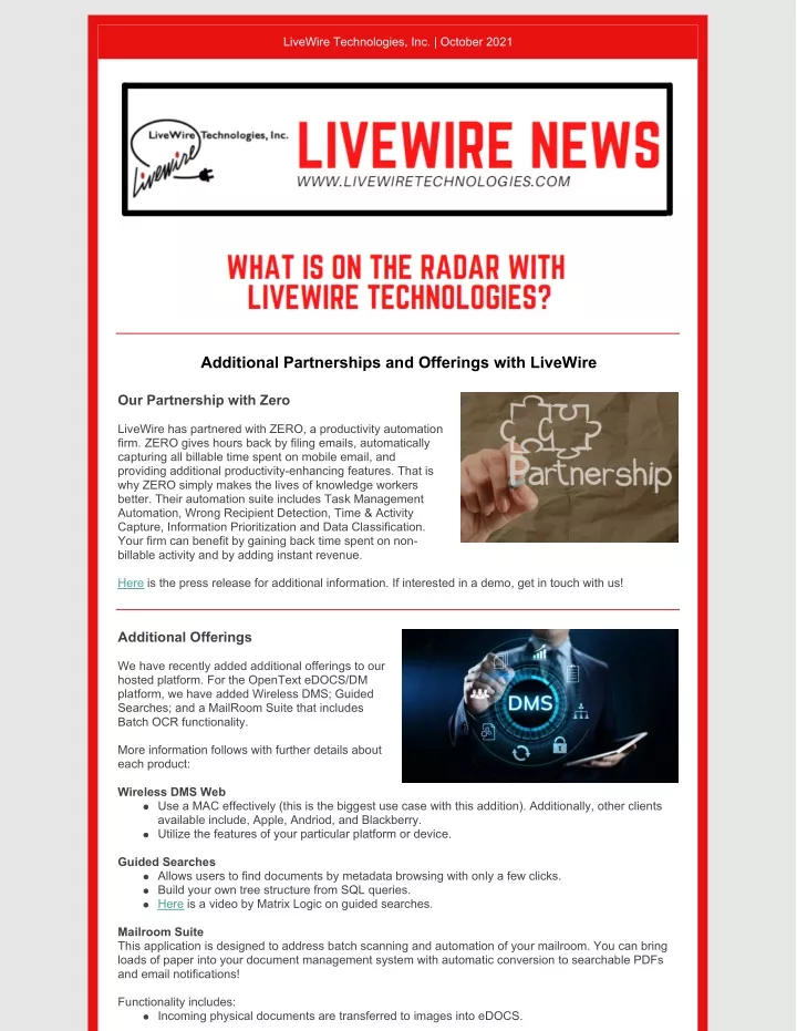livewire technologies inc october 2021