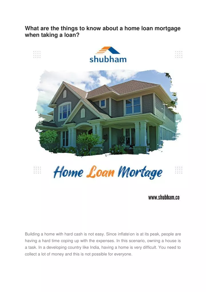 what are the things to know about a home loan