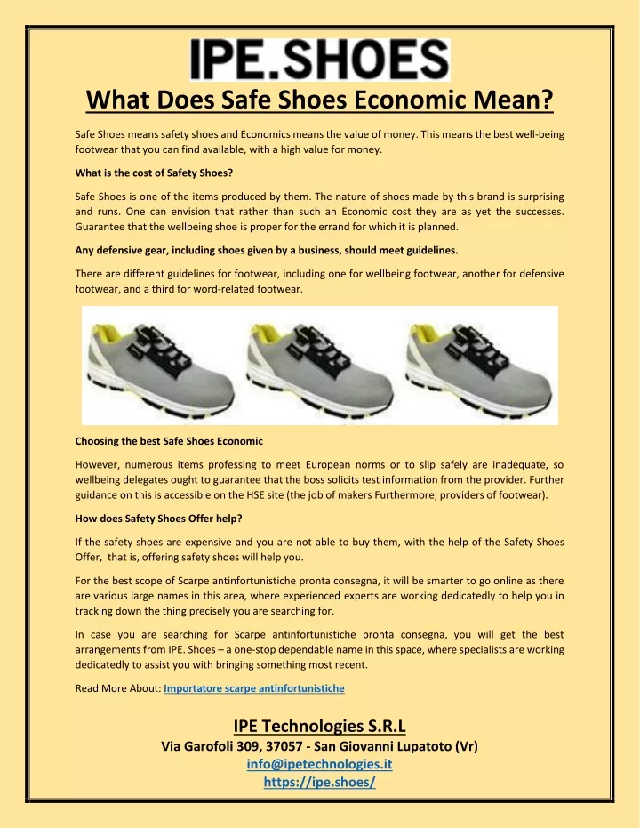 what does safe shoes economic mean