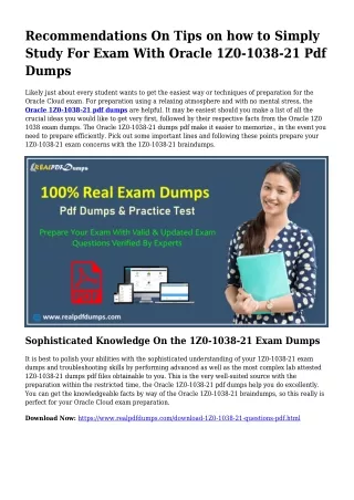 1Z0-1038-21 PDF Dumps To Resolve Preparing Troubles